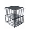 20 Inch Tall Side End Table, 2 Shelves, Square Top, Black Metal Wire Frame
