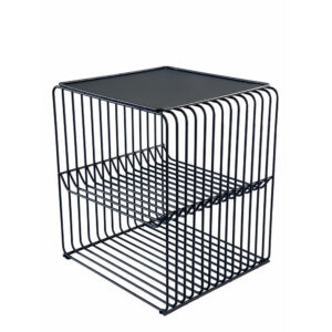 150220266991dadecb95d.jpeg 20 Inch Tall Side End Table, 2 Shelves, Square Top, Black Metal Wire Frame