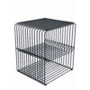 20 Inch Tall Side End Table, 2 Shelves, Square Top, Black Metal Wire Frame