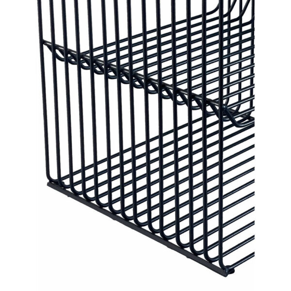 20 Inch Tall Side End Table, 2 Shelves, Square Top, Black Metal Wire Frame