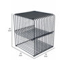 20 Inch Tall Side End Table, 2 Shelves, Square Top, Black Metal Wire Frame