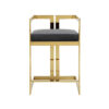 Suki 26 Inch Barstool Chair, Gray Velvet Seat, Stainless Steel, Gold Finish