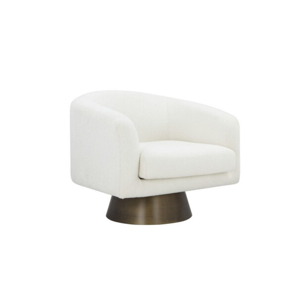150220266991db5477cd1.jpeg Tola 33 Inch Lounge Chair, Round Frame, White Boucle Fabric, Brass Base