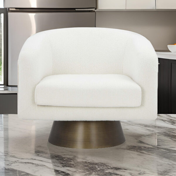 150220266991db5b5e528.jpeg Tola 33 Inch Lounge Chair, Round Frame, White Boucle Fabric, Brass Base