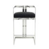 Suki 30 Inch Barstool Chair, Black Faux Leather, Silver Stainless Steel