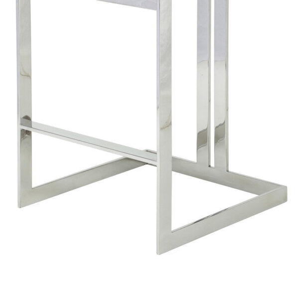 Suki 30 Inch Barstool Chair, Black Faux Leather, Silver Stainless Steel