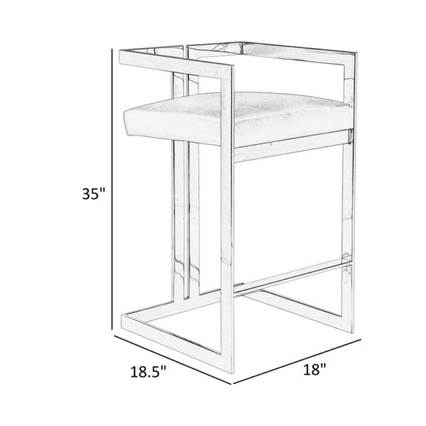 Suki 30 Inch Barstool Chair, Black Faux Leather, Silver Stainless Steel