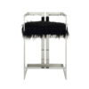 Suki 26 Inch Counter Stool Chair, Black Faux Fur, Silver Stainless Steel