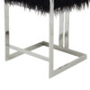 Suki 26 Inch Counter Stool Chair, Black Faux Fur, Silver Stainless Steel