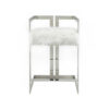 Suki 26 Inch Counter Stool Chair, White Faux Fur, Silver Stainless Steel
