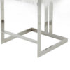 Suki 26 Inch Counter Stool Chair, White Faux Fur, Silver Stainless Steel
