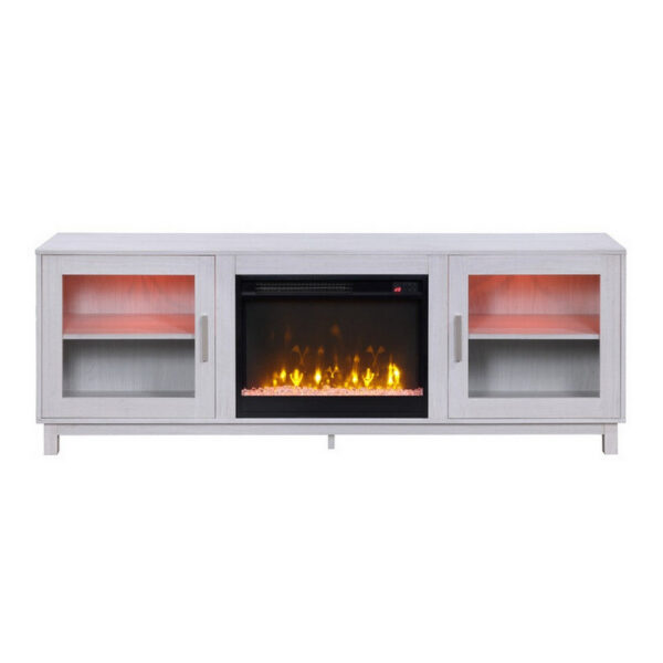 150220266991dbc5071c4.jpeg Samy 70 Inch TV Console LED Fireplace Heater, Glass Door, White, Silver