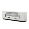 150220266991dbcd6872b.jpeg Sda 71 Inch TV Media Console, Door Cabinets, Drawers, Black Handles, White