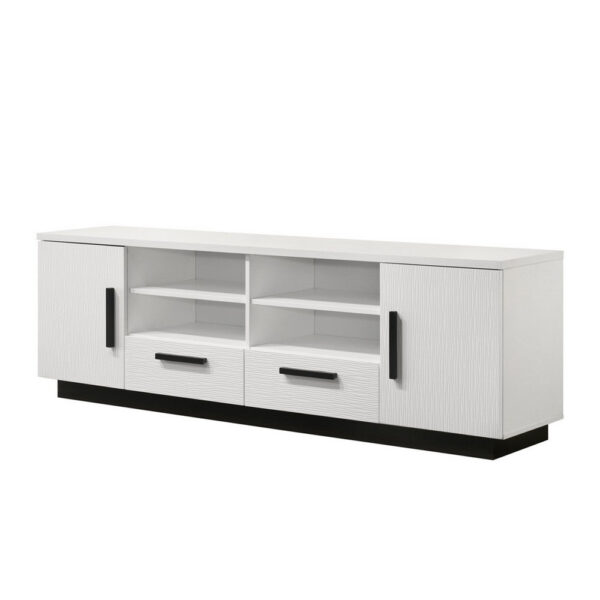 150220266991dbcd6872b.jpeg Sda 71 Inch TV Media Console, Door Cabinets, Drawers, Black Handles, White