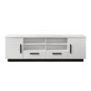 150220266991dbcee57df.jpeg Sda 71 Inch TV Media Console, Door Cabinets, Drawers, Black Handles, White