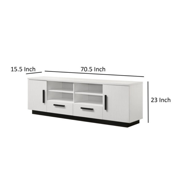 150220266991dbd3bb273.jpeg Sda 71 Inch TV Media Console, Door Cabinets, Drawers, Black Handles, White