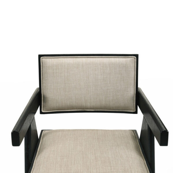 150220266991dbdbedb6c.jpeg Bili 21 Inch Dining Armchair Set of 2, Open Back, Beige Upholstery, Black