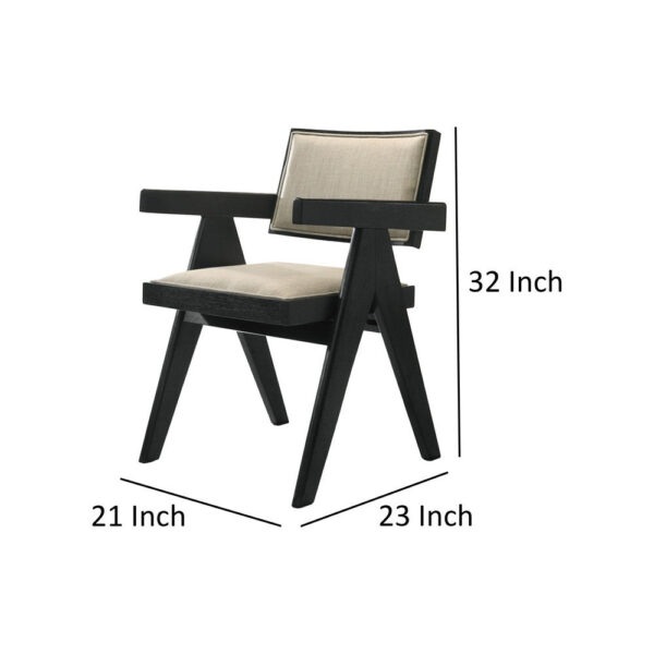 150220266991dbdd85851.jpeg Bili 21 Inch Dining Armchair Set of 2, Open Back, Beige Upholstery, Black