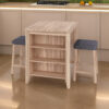 Dawny 3pc Counter Height Table Set with Stools, Shelves, Brown Oak Wood