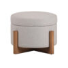 150220266991dcb5767c5.jpeg 24 Inch Ottoman, Round Cushioned Storage Seat, Gray Polyester, Brown Wood