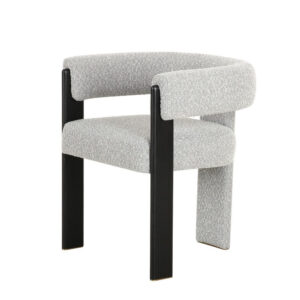 Anta Dining Chair, Curved Modern Art Style, Light Gray Polyester Blend