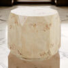 Cid Hy 22 Inch Side End Table, Burl Wood Veneer Drum, Natural Brown