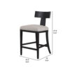 Cid Sten 27 Inch Counter Height Chair, T Shape Back, Beige Linen, Black
