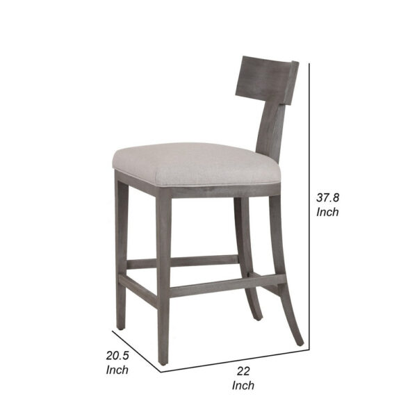 150220266991dd2f787f6.jpeg Cid Sten 27 Inch Counter Height Chair, T Shape Back, Soft Beige Linen, Gray