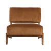 Cid Joy 30 Inch Accent Chair, Low Profile, Camel Brown Velvet, Wood Frame