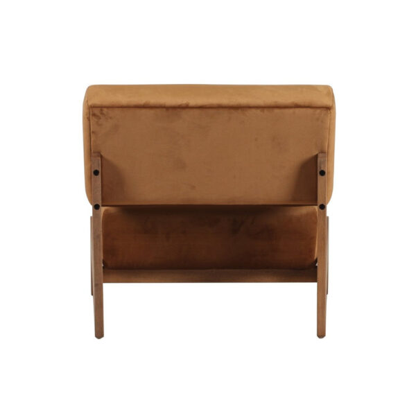 Cid Joy 30 Inch Accent Chair, Low Profile, Camel Brown Velvet, Wood Frame