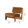 Cid Joy 30 Inch Accent Chair, Low Profile, Camel Brown Velvet, Wood Frame