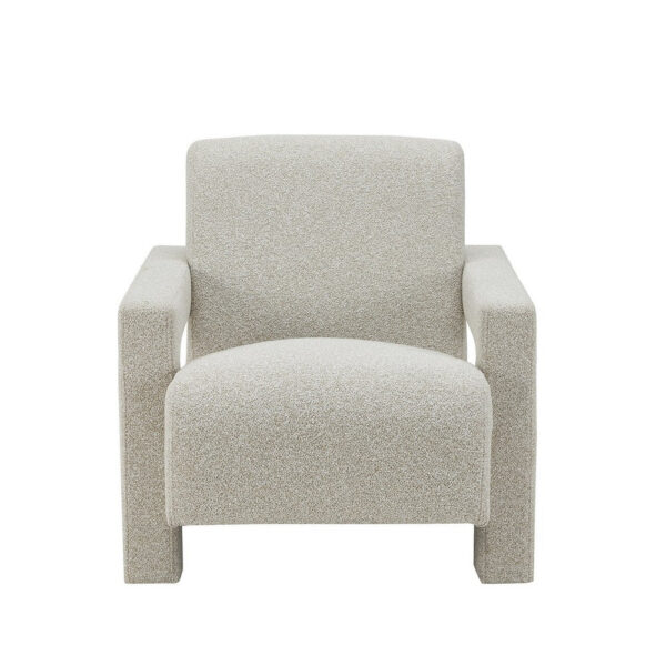 Cid Lily 28 Inch Accent Chair, Foam Cushioned Plush Beige Polyester Fabric