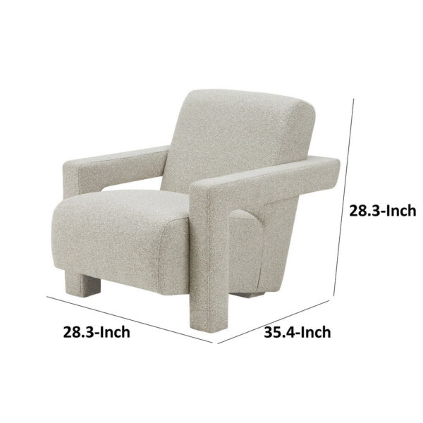Cid Lily 28 Inch Accent Chair, Foam Cushioned Plush Beige Polyester Fabric
