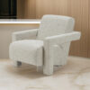 Cid Lily 28 Inch Accent Chair, Foam Cushioned Plush Beige Polyester Fabric