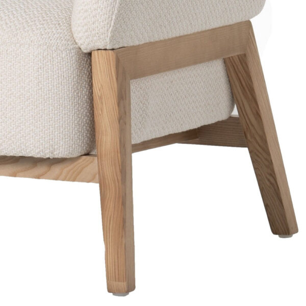 Reno Gis 33 Inch Accent Chair, Off White Fabric, Foam, Solid Wood Frame