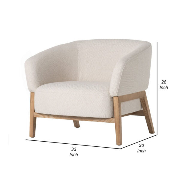 Reno Gis 33 Inch Accent Chair, Off White Fabric, Foam, Solid Wood Frame