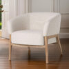 Reno Gis 33 Inch Accent Chair, Off White Fabric, Foam, Solid Wood Frame