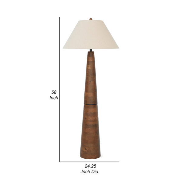 150220266991de6174a55.jpeg Seya 58 Inch Floor Lamp, Empire Fabric Shade, Tapered Brown Wood Base