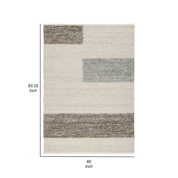 Rusy 5 x 7 Medium Area Rug, Handwoven Classic Stripes, Gray Polyester