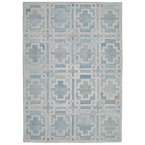 150220266991df291b9bd.jpeg Lesy 5 x 7 Medium Area Rug, Hand Tufted Geometric Design, Gray, Ivory Wool