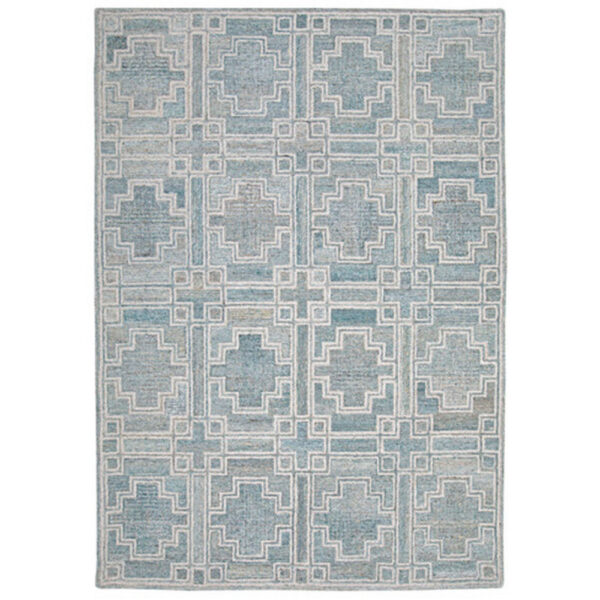 Lesy 8 x 10 Large Area Rug, Hand Tufted Geometric Design, Gray, Ivory Wool