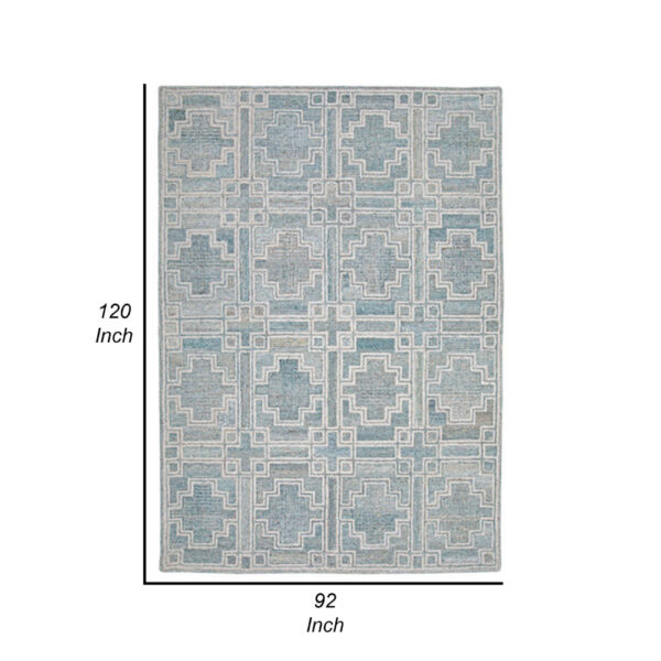 Lesy 8 x 10 Large Area Rug, Hand Tufted Geometric Design, Gray, Ivory Wool