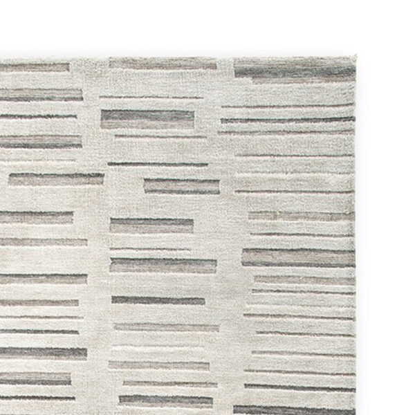 Meaw 8 x 10 Large Area Rug, Abstract Stripe Design, Ivory Gray Polyester