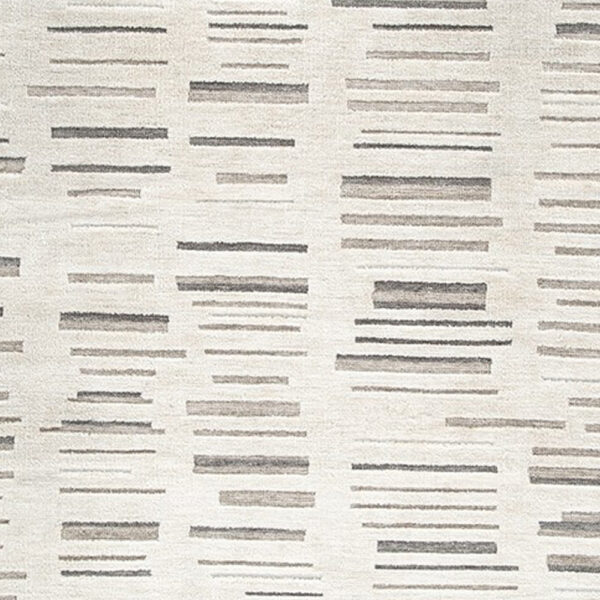 Meaw 8 x 10 Large Area Rug, Abstract Stripe Design, Ivory Gray Polyester