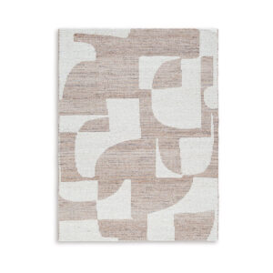 Jimmy 8 x 10 Area Rug, Abstract Pattern Polyester, Cotton Back, Beige Brown