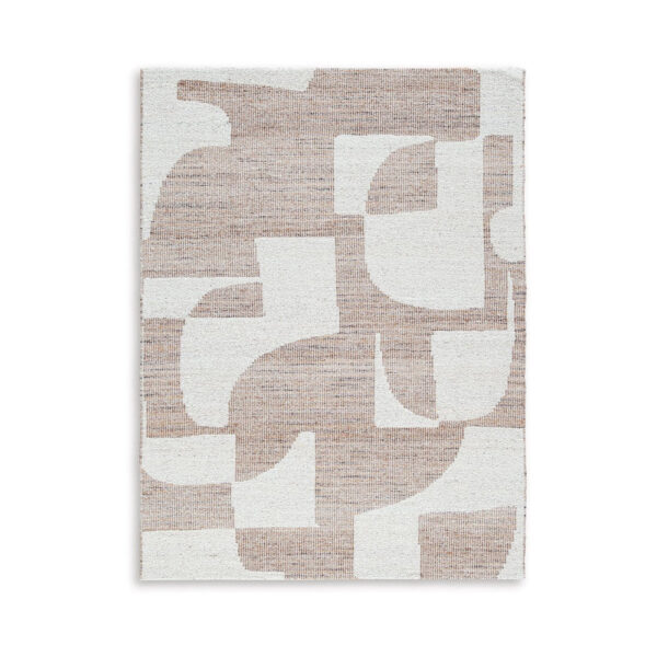 Jimmy 8 x 10 Area Rug, Abstract Pattern Polyester, Cotton Back, Beige Brown