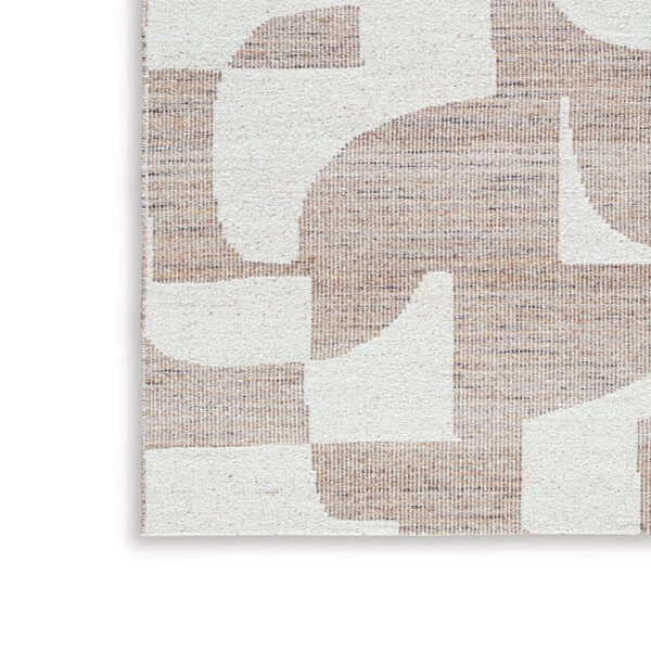 Jimmy 8 x 10 Area Rug, Abstract Pattern Polyester, Cotton Back, Beige Brown