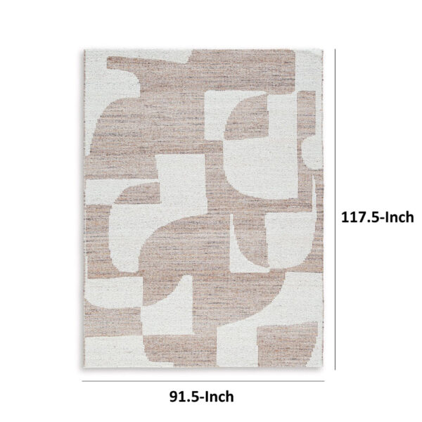 Jimmy 8 x 10 Area Rug, Abstract Pattern Polyester, Cotton Back, Beige Brown
