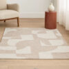 Jimmy 8 x 10 Area Rug, Abstract Pattern Polyester, Cotton Back, Beige Brown