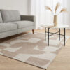 Jimmy 8 x 10 Area Rug, Abstract Pattern Polyester, Cotton Back, Beige Brown